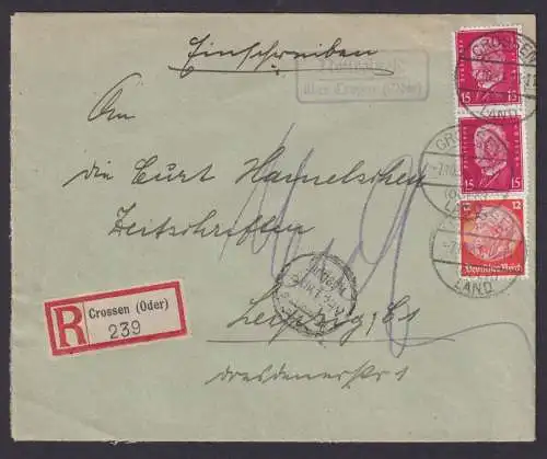 Neurehfeld über Crossen Oder Land Brandenburg Deutsches Reich R Brief