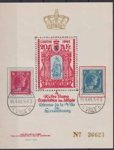 Caritas LUXEMBURG Spendenblock Grossherzogin Charlotte Briefmarken 1945