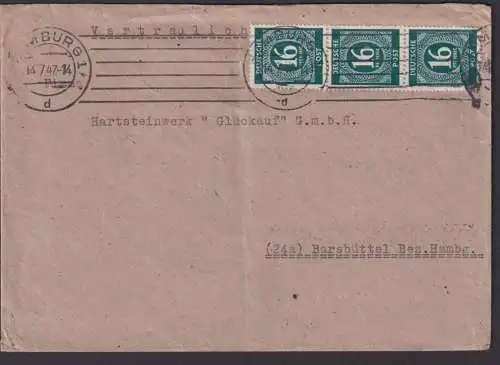 All. Besetzung Geschäftsbrief Brief MEF 16 Pfg Kontrollrat Hamburg n. Barsbüttel