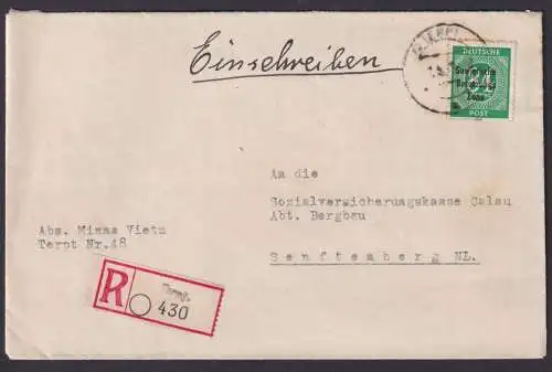 Terpt R Brief SBZ EF 84 Pfg. Aufdruck mit Not R Zettel n Senftenberg Brandenburg
