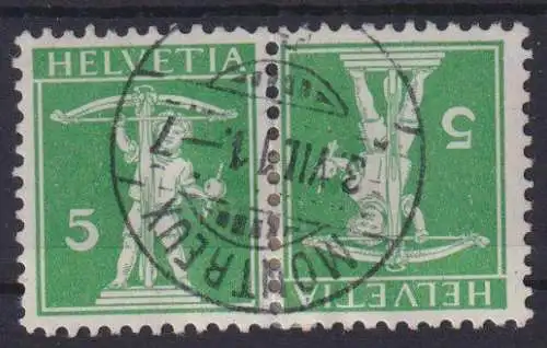 Schweiz Zusammendruck Tell K 5 I gestempelt Momtreux 3.7.1911 Kat.-Wert 80,00