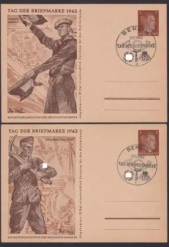 Deutsches Reich II Weltkrieg 5x Ganzsache Feldpost Tag d. Briefmarke Philatelie