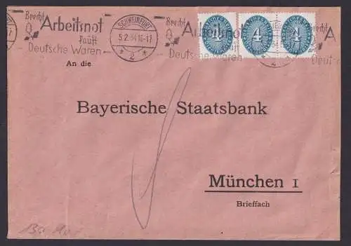 Deutsches Reich Schweinfurt Dienst Brief D 130 X MEF 4 Pfg Ziffer KatWert 170,00