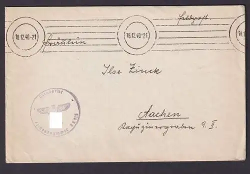 Deutsches Reich Brief stummer Feldpost Nr. 35918 Stempel ohne Ortsangabe Aachen