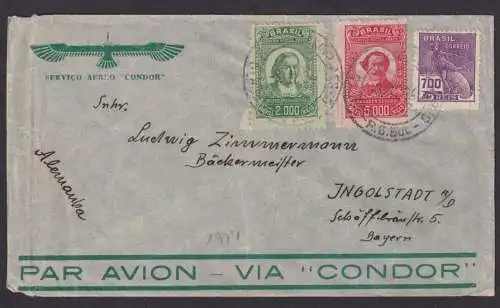 Flugpost air mail Condor Brasilien MIF nach Ingolstadt Bayern 3.11.1934