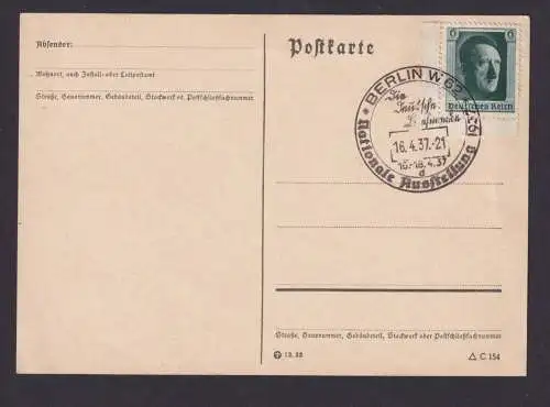 Deutsches Reich Berlin Anlass Nationale Ausstellung Block Einzelmarke 1937