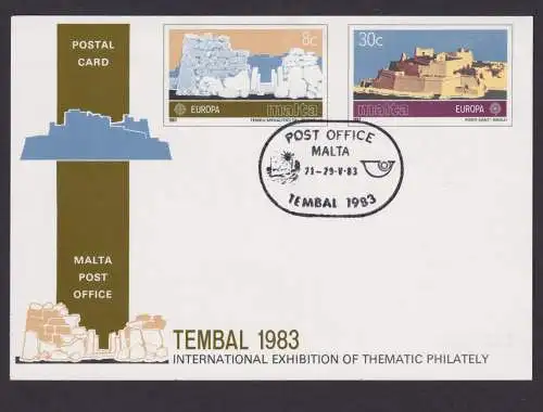 Malta Postkarte Philatelie Ganzsache Internationale Ausstellung Tembal 1983