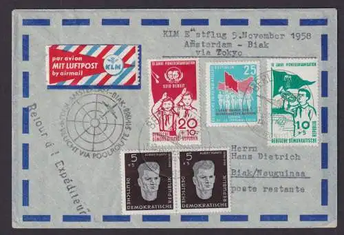 Flugpost Brief Air Mail KLM Amsterdam Niederlande Biak via Tokio Japan Zuleitung