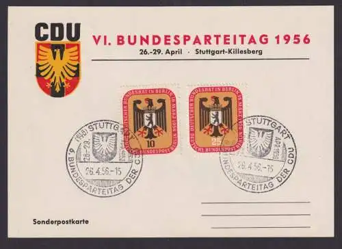 Bund Berlin CDU Politik VI. Bundesparteitag Stuttgart Killesberg Anlasskarte