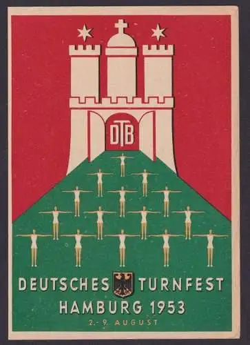 Sport Turnen Deutsches Turnfest Hambug 1953 selt. Anlasskarte Ansichtskarte