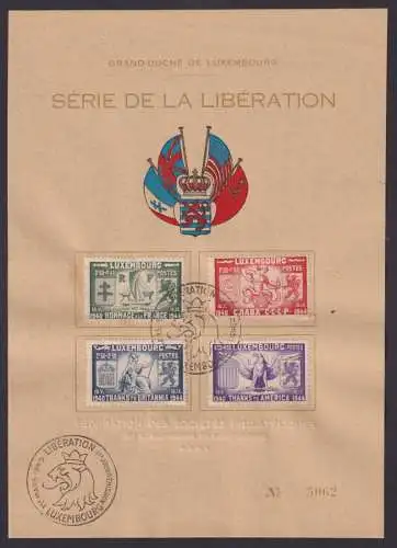Gedenkblatt Befreiung Luxemburgs 343-346 SST Liberation Wappen Löwe nummeriert