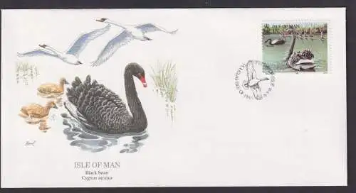 Isle of Man Britisch Fauna Vogel Schwan schöner Künstler Brief