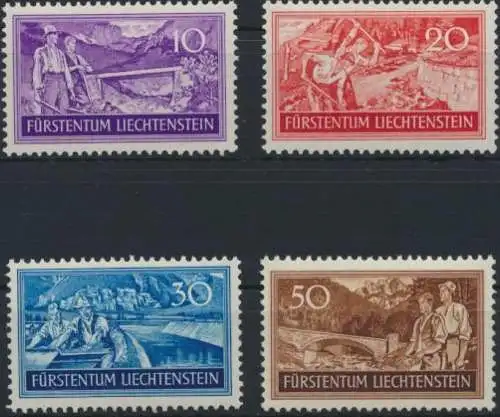 Liechtenstein 152-155 Arbeitsbeschaffung tadellos postfrisch MNH KatWert 26,00