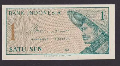 Banknoten Geldscheine Indonesien Asien 1 SATU SEN 1964 unc.