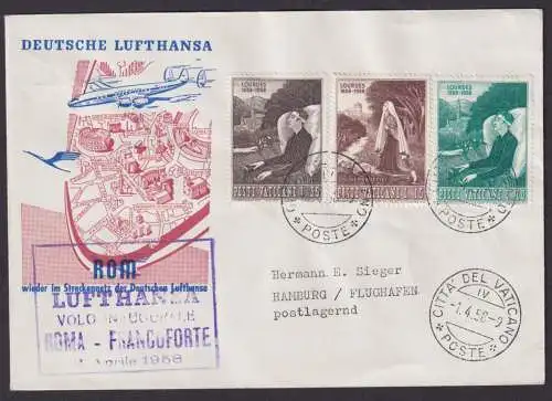 Flugpost Brief Air Mail Lufthansa Vatikan Rom Hamburg Flughafen toller Umschlag