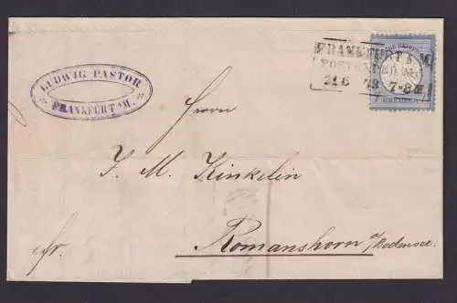 Deutsches Reich Brief EF 26 7 Kreuzer Brustschild R3 Frankfurt Postexp. Main