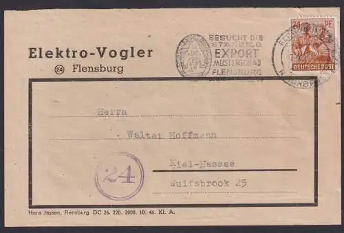 All. Besetzung Paketaufkleber Flensburg alter Deutsches Reich Reichspost Stempel
