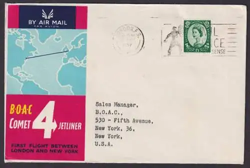 Flugpost Brief Air Mail Lufthansa London Großbritannien BOAC Comet 4 Jetliner