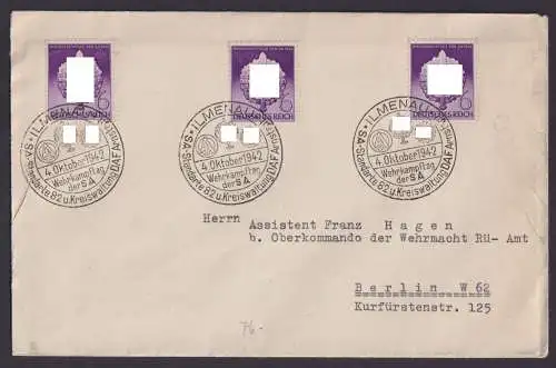 Ilmenau Deutsches Reich Thüringen Brief selt SST Wehrkampftag der SA 1942 Berlin