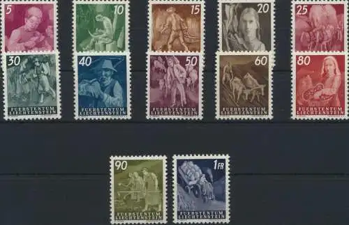 Liechtenstein 289-300 Landarbeit Ausgabe 1951 tadellos postfrisch MNH Kat 190,00