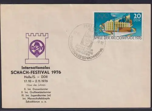 DDR Schach Brief Sonderstempel Halle Haus des Lehrers Festival 1976