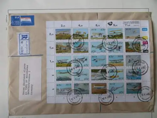 Südafrika Flugpost Zusammendruckbogen sehr selten auf R-Brief Vlaeberg Weissenau