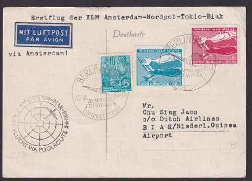 Flugpost Brief Air Mail KLM Erstflug Top Destination Amsterdam Nordpol Tokio