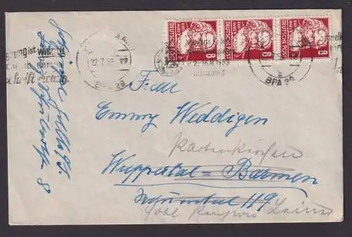 DDR Brief 329 MEF Karl Marx Persönlickeiten nach Wuppertl Barmen + nachgesandt