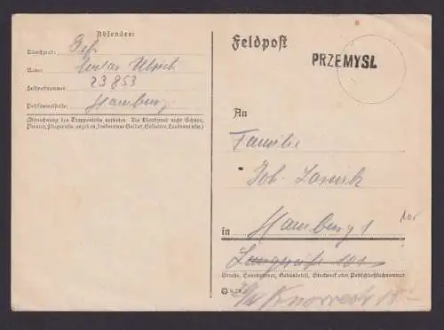 Besetzung Polen Generalgouvernement Feldpost selt. L1 Przemysl Feldpostnr. 23853