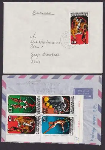 DDR Sammlung 2983-2986 Zusammendruck Zirkus schönes Briefe Lot 3 Stück