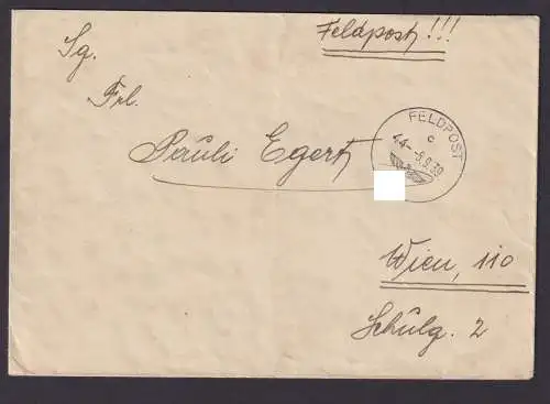Besetzung Polen Generalgouvernement Feldpost Brief Nr. 44 n. Wien 08.09.1939