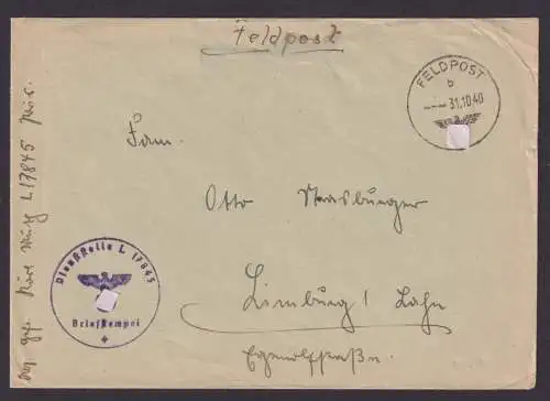 Besetzung Polen Generalgouvernement Feldpost Brief Feldpostnummer L17845 Limburg