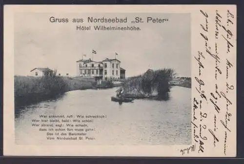Ansichtskarte St. Peter Nordseebad Hotel Wilhelminenhöhe Spruch Schleswig