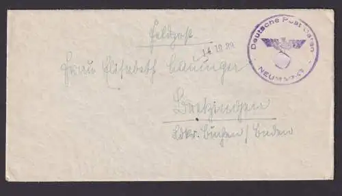 Besetzung Polen Generalgouvernement Feldpost Brief selt. K1 DPO Neumark