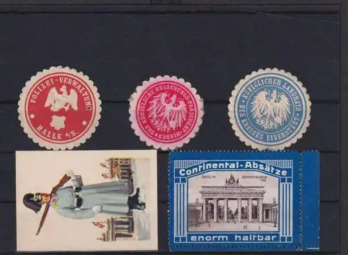 Deutsches Reich Lot Siegel u.a. Polizei + Vignetten Wache Soladt + Brandenburger