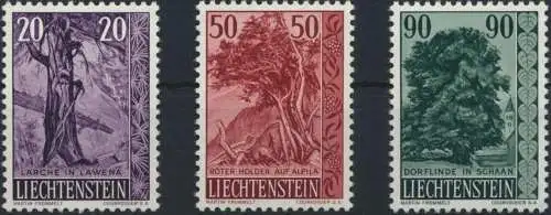 Liechtenstein 377-379 Bäume Sträucher Ausgabe 1959 tadellos postfrisch