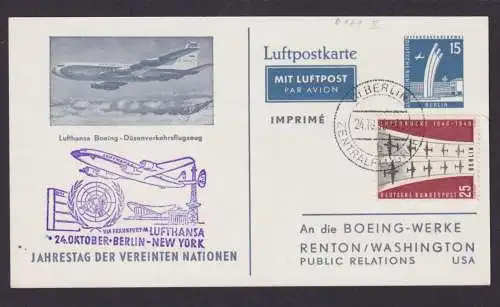 Berlin Flugpost Airmail tolle Privatganzsache Flugzeug Renton Washington USA