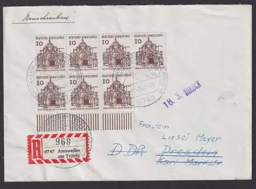 Annweiler R Brief MEF 454 Paare Viererblock 7er Block inter Nebenstempel Trifels