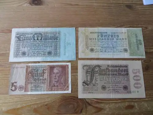 Geldscheine Banknoten Deutsches Reich Konvolut von 39 Scheinen unterschiedliche