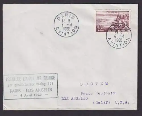 Flugpost Brief Air Mail Frankreich Erstflug Air France Paris Los Angeles USA