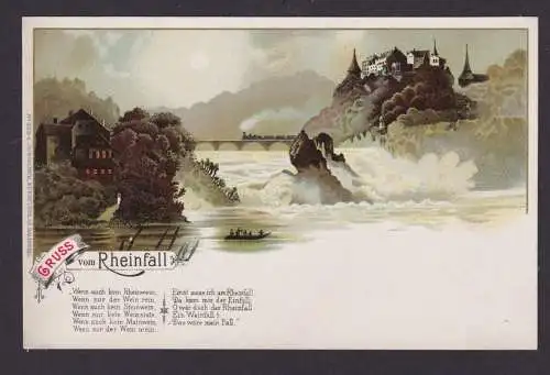 Litho Ansichtskarte Neuhausen Schaffhausen Schweiz Rheinfall