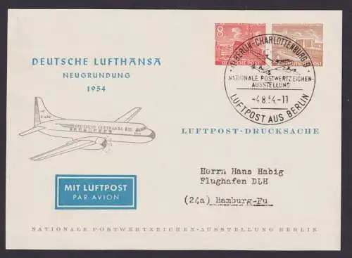 Flugpost Air Mail Berlin Lufthansa Privatganzsache 8+4 Pfg. Bauten SST