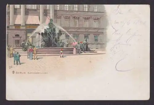 Litho Ansichtskarte Berlin Schlossbrunnen n. Oberhollabrunn Österreich