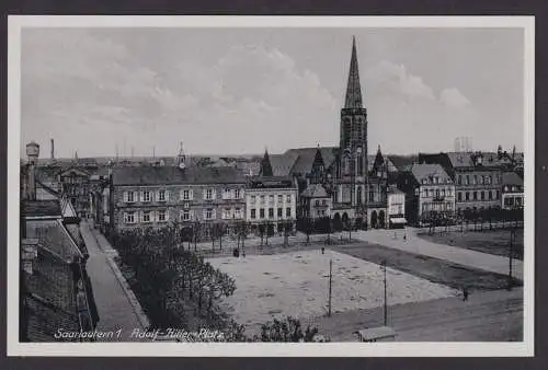 Ansichtskarte Saarlautern Saarland Adolf Hitler Platz Kirche Verlag Emil