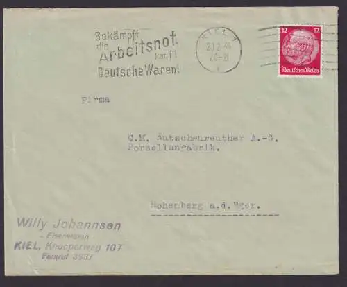 Kiel Schleswig Holstein Deutsches Reich Brief SST Bekämpft die Arbeitsnot kauft