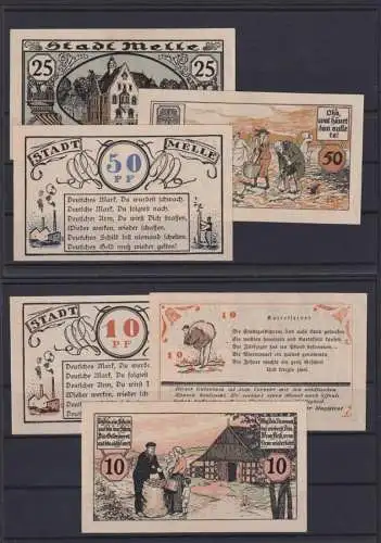 Banknoten Geldscheine Notgeld Melle Niedersachsen 6 Scheine