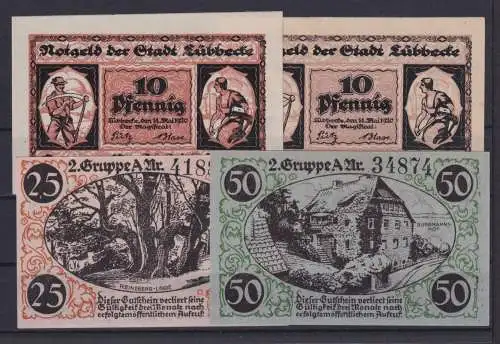 Banknoten Geldscheine Notgeld Lübbecke Westfalen 4 Scheine