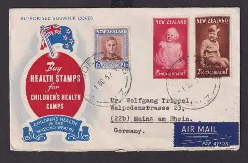 Neuseeland Brief Cover Childrens Heealth Camps nach Mainz schöner FDC 1952