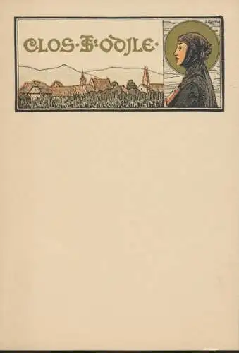 Frankreich sehr schöne Art Deco Menukarte bzw Weinkarte Clos Ste Odile Obernai