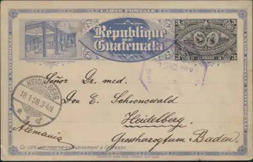 Guatemala Ganzsache P 9 Ausstellung Exhibition postal stationery n Heidelberg